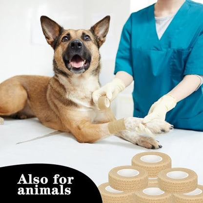 6er-Pack 1/2 Zoll Selbstklebende Bandagen, 5 Yards Hautfarbe, Atmungsaktive Selbsthaftende Wickelrollen für Sport, Handgelenk, Knöchel und Schwellungen