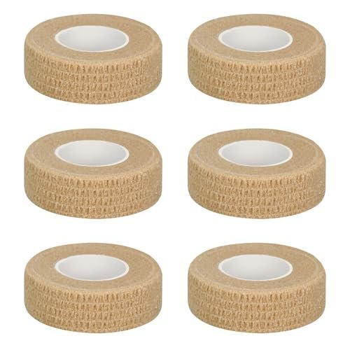 6er-Pack 1/2 Zoll Selbstklebende Bandagen, 5 Yards Hautfarbe, Atmungsaktive Selbsthaftende Wickelrollen für Sport, Handgelenk, Knöchel und Schwellungen