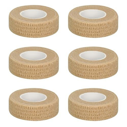 6er-Pack 1/2 Zoll Selbstklebende Bandagen, 5 Yards Hautfarbe, Atmungsaktive Selbsthaftende Wickelrollen für Sport, Handgelenk, Knöchel und Schwellungen