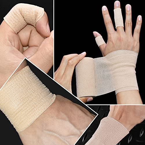 6er-Pack 1/2 Zoll Selbstklebende Bandagen, 5 Yards Hautfarbe, Atmungsaktive Selbsthaftende Wickelrollen für Sport, Handgelenk, Knöchel und Schwellungen