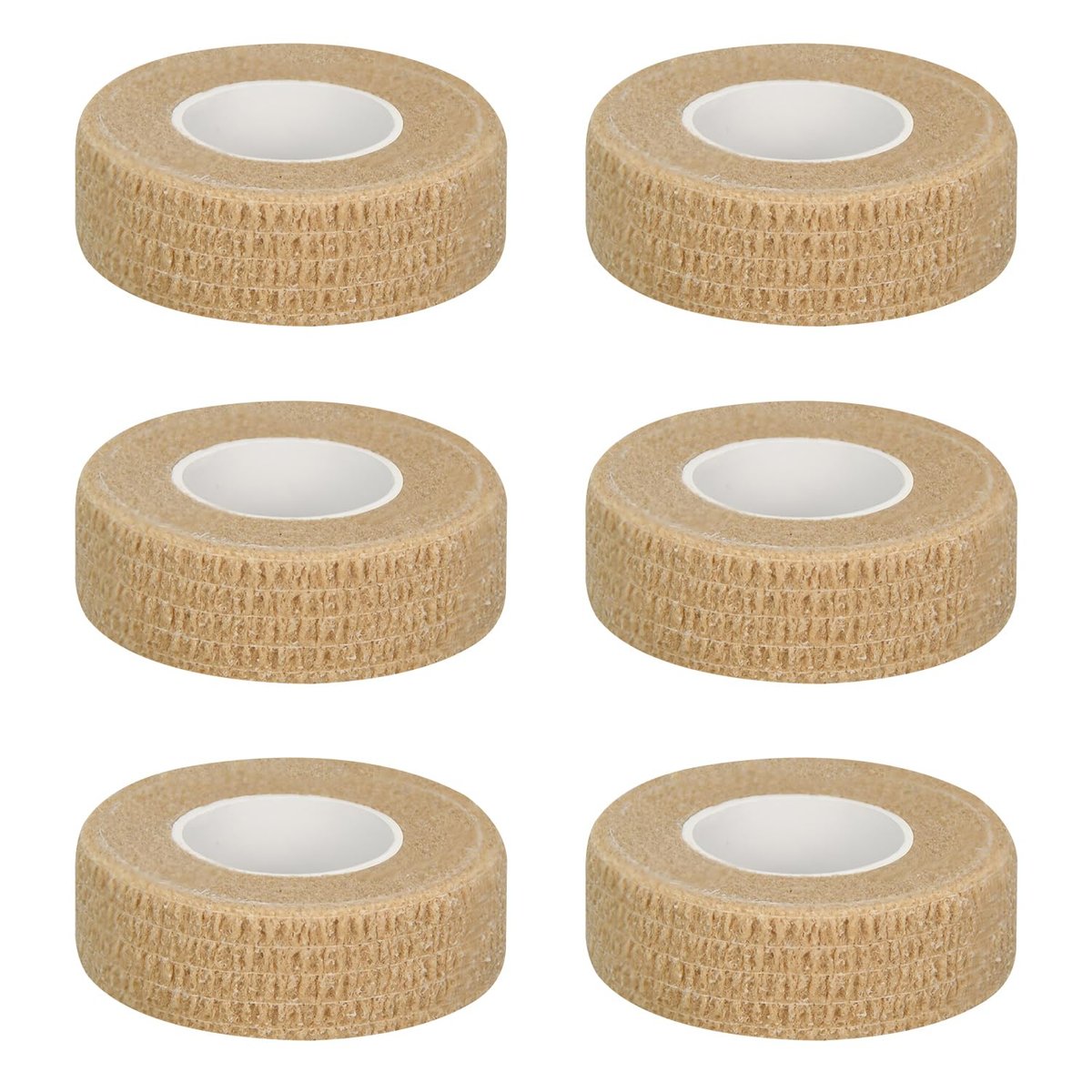 6er-Pack 1/2 Zoll Selbstklebende Bandagen, 5 Yards Hautfarbe, Atmungsaktive Selbsthaftende Wickelrollen für Sport, Handgelenk, Knöchel und Schwellungen