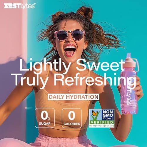 ZestLytes 40 Sticks Elektrolyt-Pulver – Zuckerfrei, Kalorienfrei, Natriumarm – Leicht Gesüßt – Geschmacksrichtungen Zitrone, Orange, Pfirsich, Grapefruit