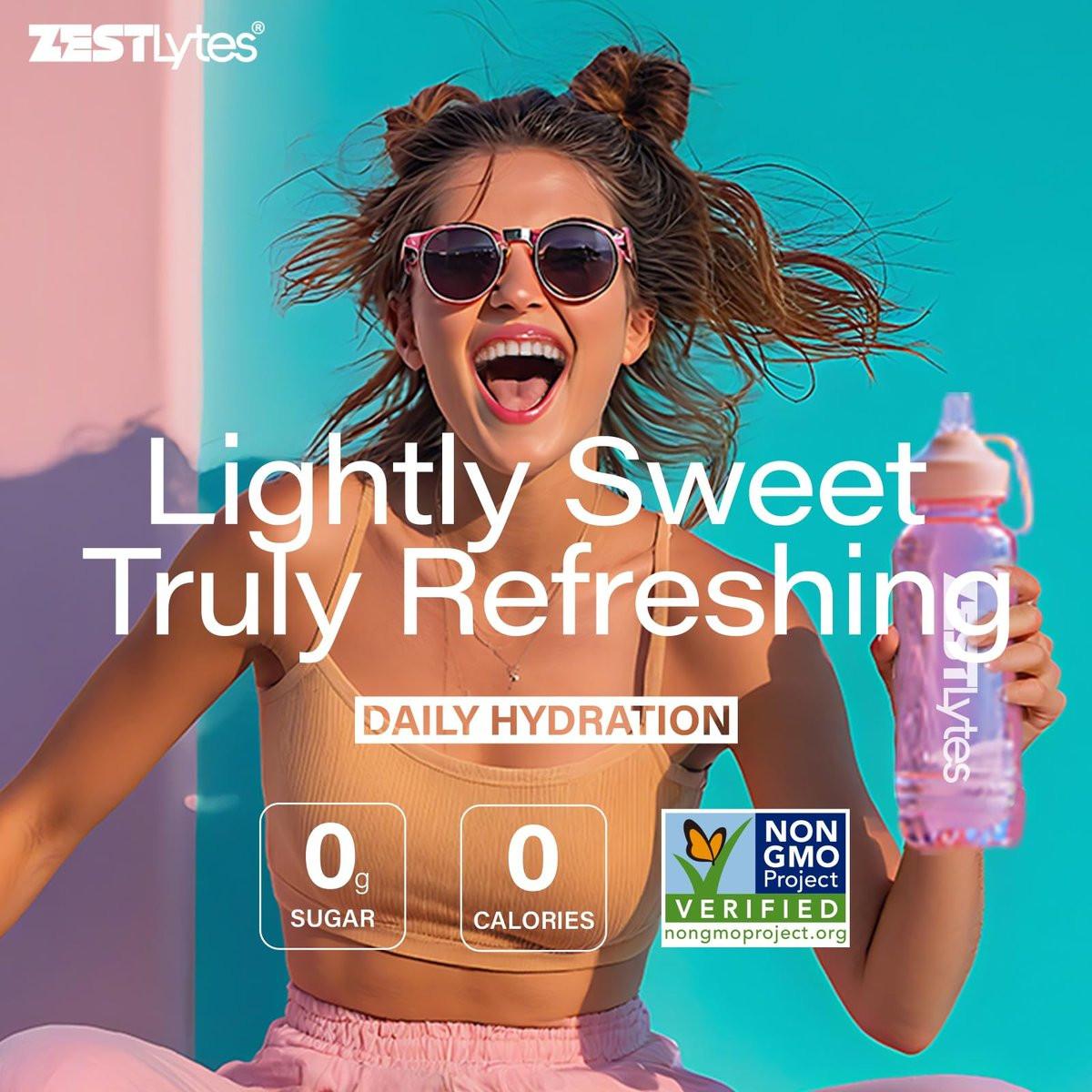 ZestLytes 40 Sticks Elektrolyt-Pulver – Zuckerfrei, Kalorienfrei, Natriumarm – Leicht Gesüßt – Geschmacksrichtungen Zitrone, Orange, Pfirsich, Grapefruit