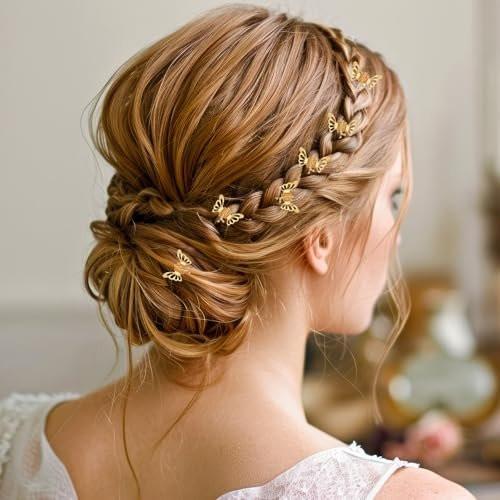 40 Stück Goldene Schmetterlings-Haarklammern für Frauen, Hohle Schmetterlings-Metall-Claw-Clips, Starker Halt Kiefer-Clip für Damen Mädchen Fashion Styling (Gold)