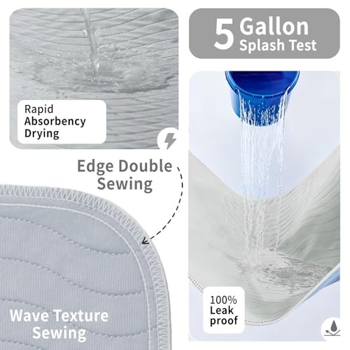 Accompagner Inkontinenz-Bettunterlagen waschbar wasserdicht, saugstarke wiederverwendbare Unterlagen für Windelwechsel, Pflege, bettlägerige Erwachsene, Senioren, Kinder und Hunde (Perlgrau, 24"x24" (4er-Pack))