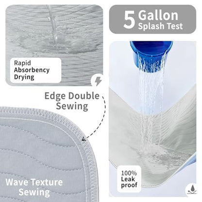 Accompagner Inkontinenz-Bettunterlagen waschbar wasserdicht, saugstarke wiederverwendbare Unterlagen für Windelwechsel, Pflege, bettlägerige Erwachsene, Senioren, Kinder und Hunde (Perlgrau, 24"x24" (4er-Pack))