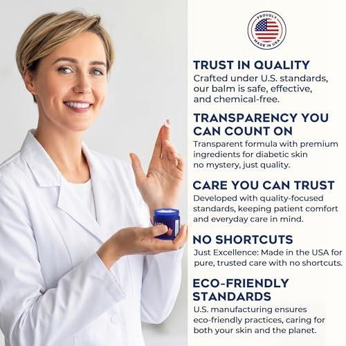 A1C BOLD SKINCARE Diabetic Care Balm – Pflegebalsam für Diabetiker mit Bienenwachs & Vitamin E, Feuchtigkeitscreme für trockene, rissige Hände & Füße, lang anhaltende Hydratation für empfindliche Haut, 56 g