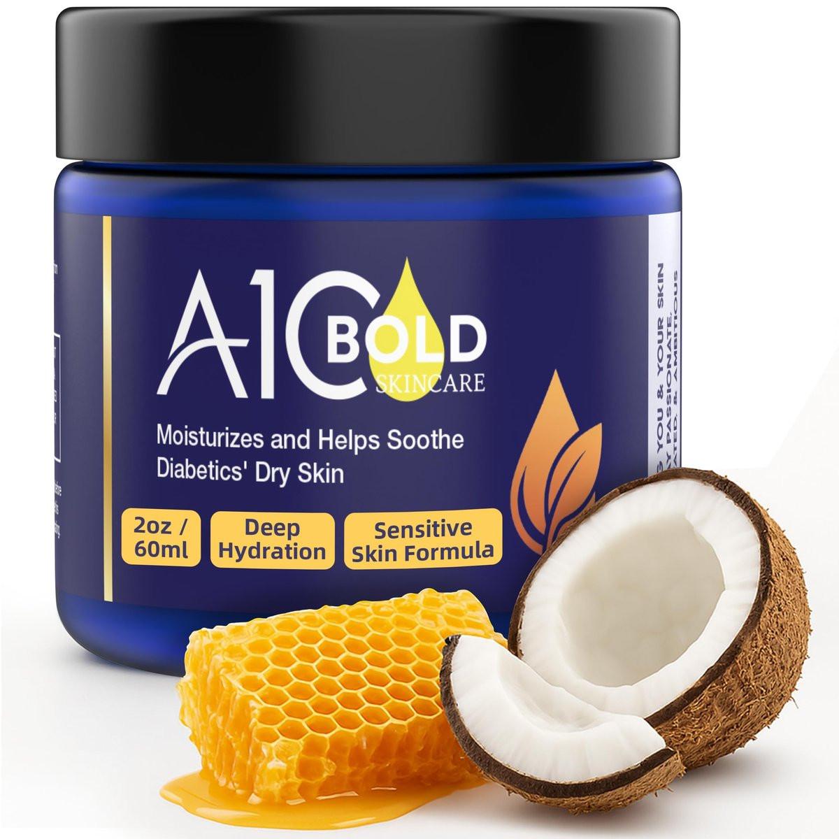 A1C BOLD SKINCARE Diabetic Care Balm – Pflegebalsam für Diabetiker mit Bienenwachs & Vitamin E, Feuchtigkeitscreme für trockene, rissige Hände & Füße, lang anhaltende Hydratation für empfindliche Haut, 56 g