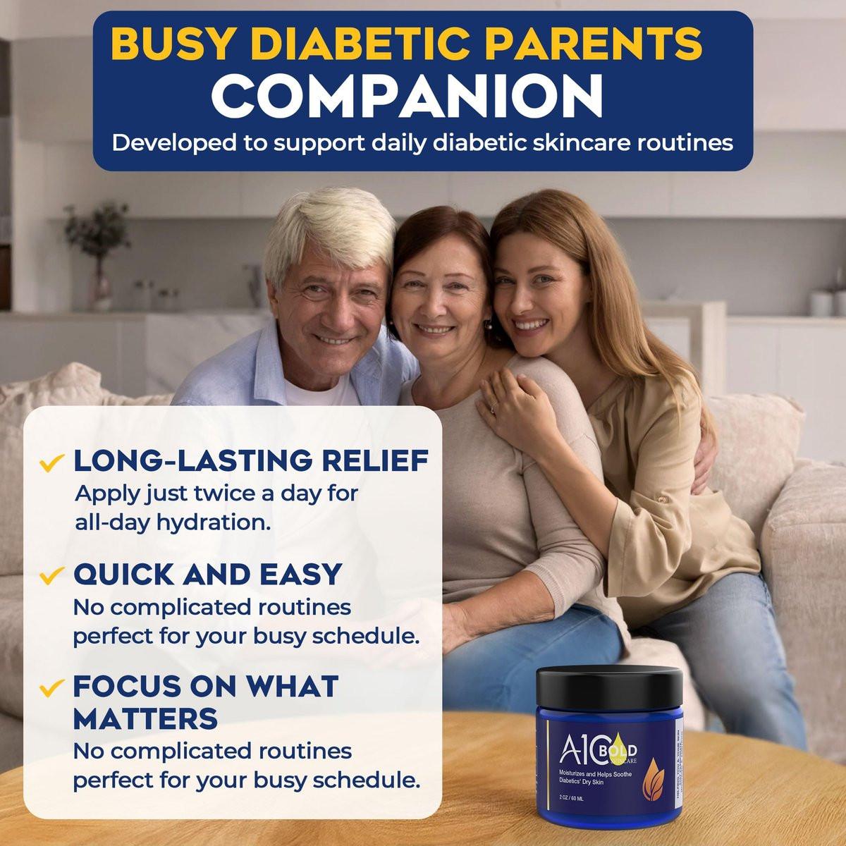 A1C BOLD SKINCARE Diabetic Care Balm – Pflegebalsam für Diabetiker mit Bienenwachs & Vitamin E, Feuchtigkeitscreme für trockene, rissige Hände & Füße, lang anhaltende Hydratation für empfindliche Haut, 56 g