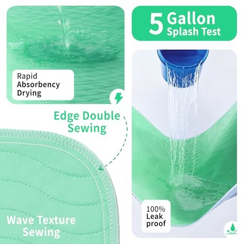 Accompagner Inkontinenz-Bettauflagen Waschbar Wasserdicht, Saugstarke Wiederverwendbare Unterlagen für Windelwechsel, Pflege, Bettlägerige, Erwachsene, Senioren, Kinder und Hunde (Grün, 24"x24", 4er-Pack)