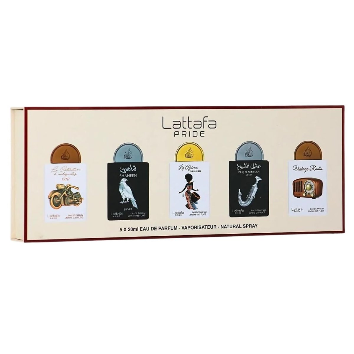 Lattafa Pride Geschenkset – Lang anhaltende arabische Parfums für Damen Collection No.5 (5 x 20 ml) – Eau de Parfum Spray – Elegantes Damenparfüm mit luxuriösen Düften – Premium-Geschenkbox für jeden Anlass