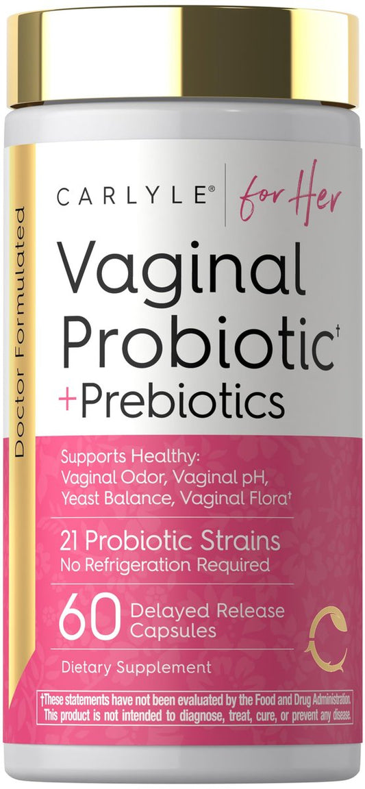 Carlyle Vaginale Probiotika für Frauen | 60 Kapseln | mit Präbiotika | Unterstützt gesunden Geruch, pH-Wert, Hefegleichgewicht und Flora | Vegan, Nicht-GVO, Glutenfrei | Für Sie