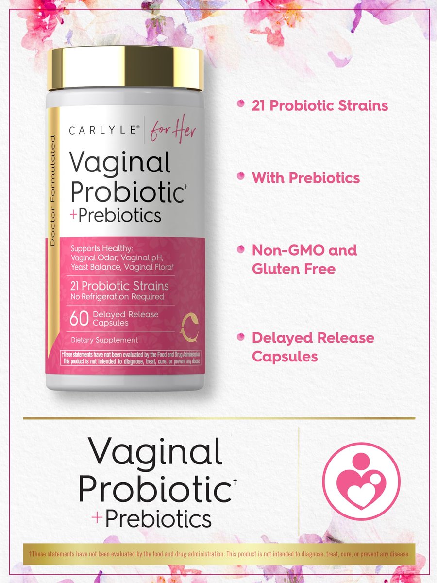 Carlyle Vaginale Probiotika für Frauen | 60 Kapseln | mit Präbiotika | Unterstützt gesunden Geruch, pH-Wert, Hefegleichgewicht und Flora | Vegan, Nicht-GVO, Glutenfrei | Für Sie