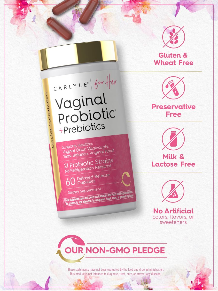 Carlyle Vaginale Probiotika für Frauen | 60 Kapseln | mit Präbiotika | Unterstützt gesunden Geruch, pH-Wert, Hefegleichgewicht und Flora | Vegan, Nicht-GVO, Glutenfrei | Für Sie