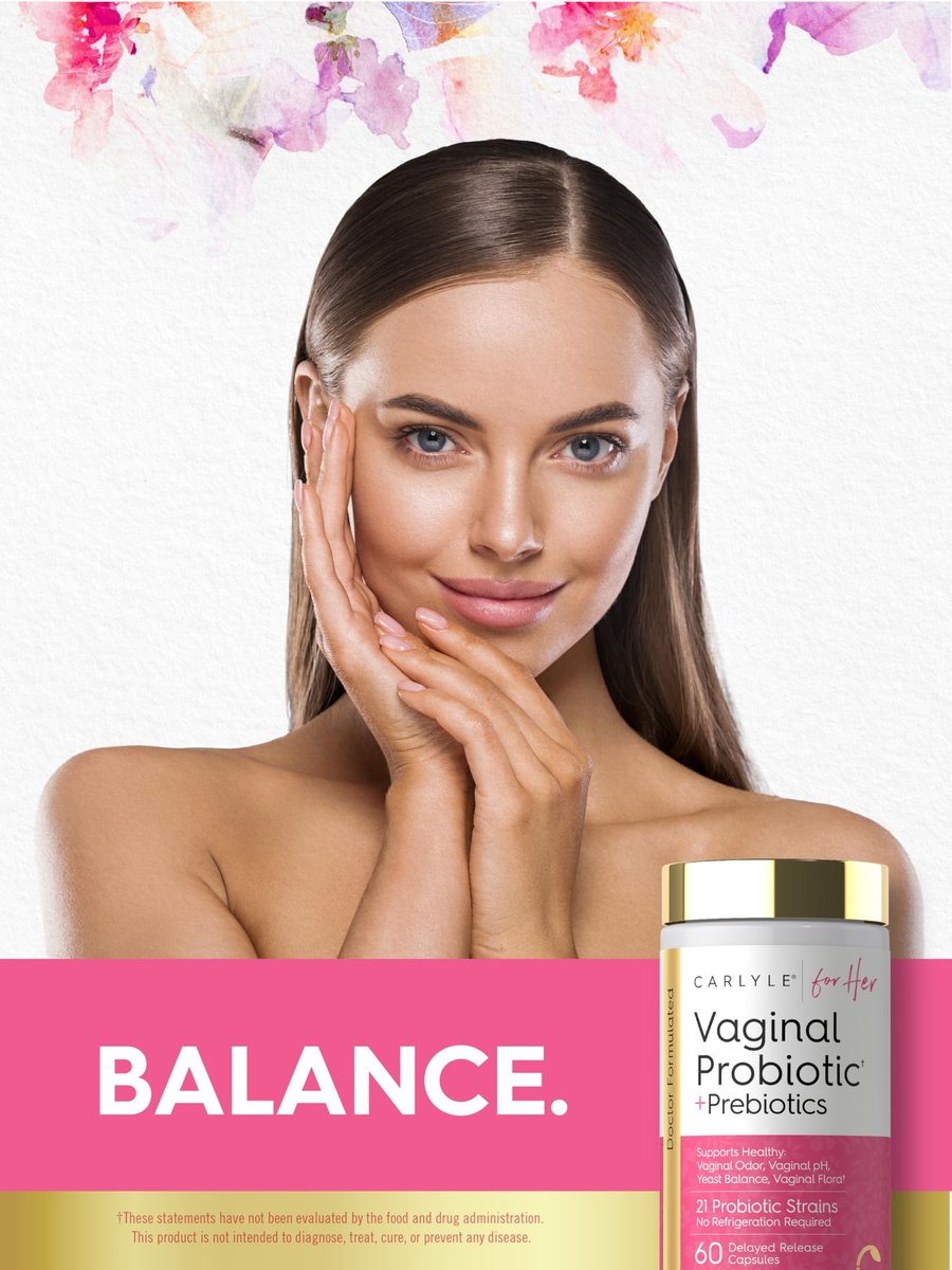 Carlyle Vaginale Probiotika für Frauen | 60 Kapseln | mit Präbiotika | Unterstützt gesunden Geruch, pH-Wert, Hefegleichgewicht und Flora | Vegan, Nicht-GVO, Glutenfrei | Für Sie