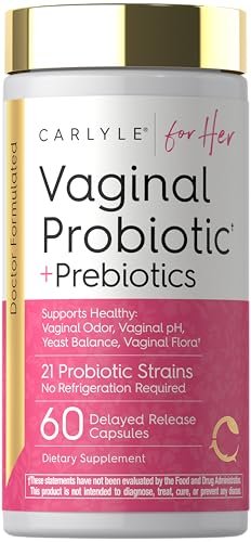 Carlyle Vaginale Probiotika für Frauen | 60 Kapseln | mit Präbiotika | Unterstützt gesunden Geruch, pH-Wert, Hefegleichgewicht und Flora | Vegan, Nicht-GVO, Glutenfrei | Für Sie