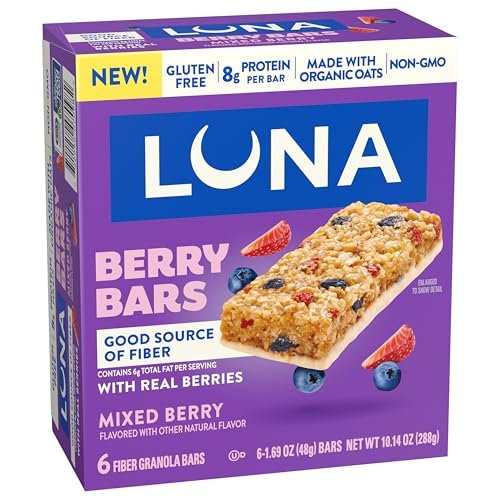 LUNA Berry Bars - Beeren-Mix Geschmack - Ballaststoffreiche Müsliriegel - Non-GMO - Glutenfreie Proteinriegel - Mit Bio-Hafer (6er Pack)