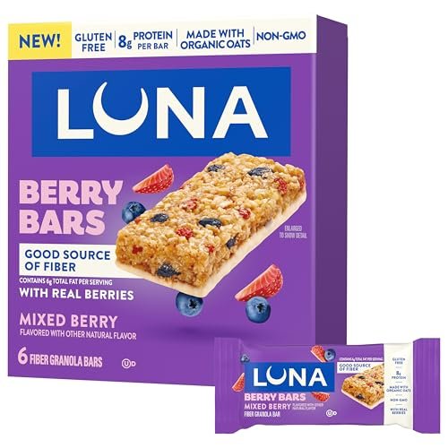 LUNA Berry Bars - Beeren-Mix Geschmack - Ballaststoffreiche Müsliriegel - Non-GMO - Glutenfreie Proteinriegel - Mit Bio-Hafer (6er Pack)