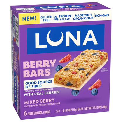 LUNA Berry Bars - Beeren-Mix Geschmack - Ballaststoffreiche Müsliriegel - Non-GMO - Glutenfreie Proteinriegel - Mit Bio-Hafer (6er Pack)