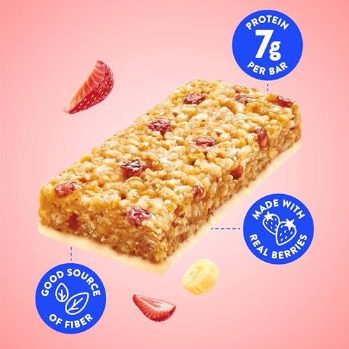 LUNA Berry Bars – Erdbeer-Bananen-Geschmack – Ballaststoffreiche Müsliriegel – Nicht-GVO – Glutenfreie Proteinriegel – Mit Bio-Hafer (6er-Pack)