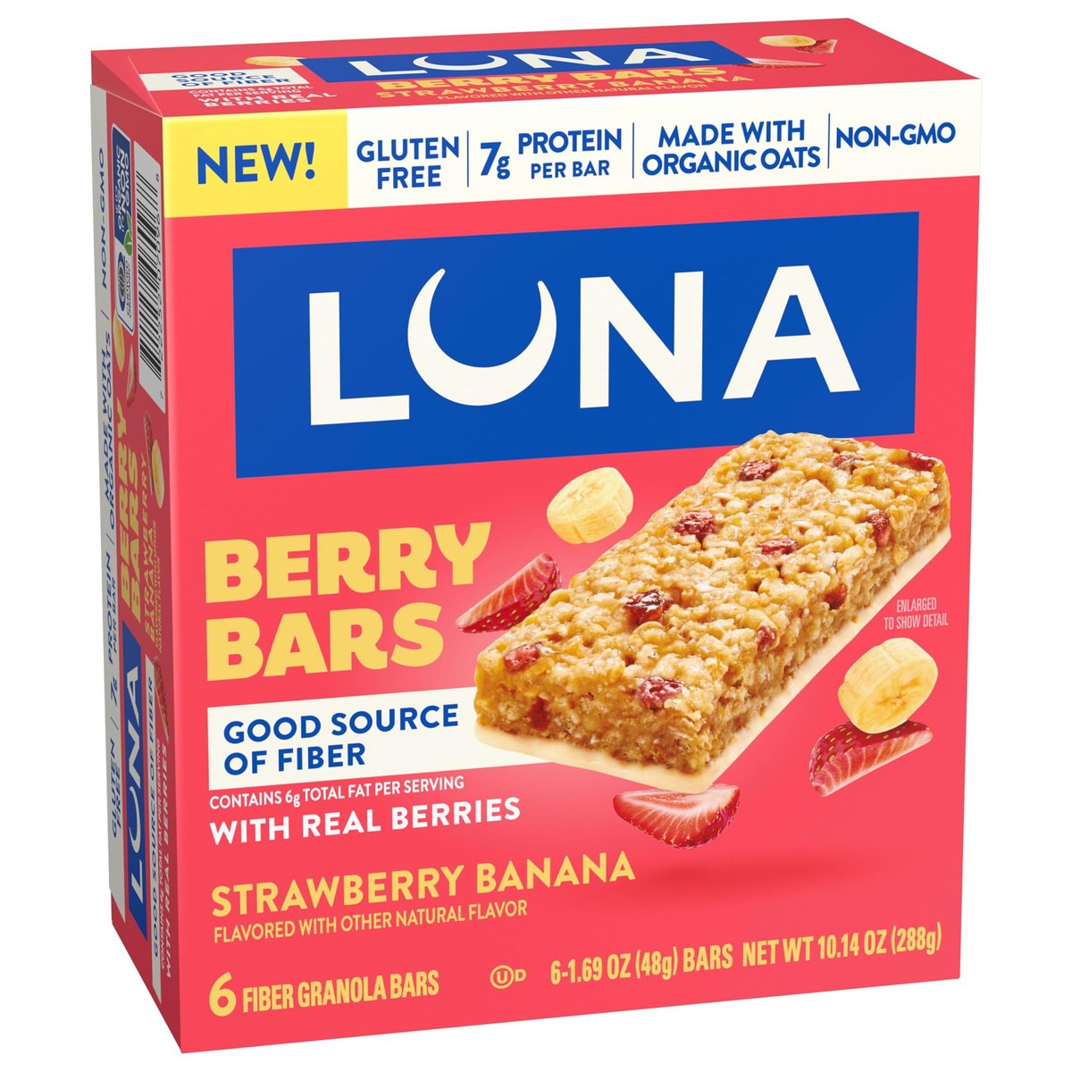 LUNA Berry Bars – Erdbeer-Bananen-Geschmack – Ballaststoffreiche Müsliriegel – Nicht-GVO – Glutenfreie Proteinriegel – Mit Bio-Hafer (6er-Pack)