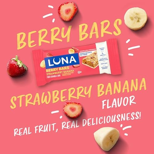LUNA Berry Bars – Erdbeer-Bananen-Geschmack – Ballaststoffreiche Müsliriegel – Nicht-GVO – Glutenfreie Proteinriegel – Mit Bio-Hafer (6er-Pack)