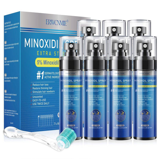 5% Minoxidil Spray für Männer und Frauen – 7er-Pack, mit Biotin, Bartwachstum, extra starke Behandlung gegen Haarausfall und dünner werdendes Haar, volleres Haar & Bart (11 Monate Vorrat, extra stark)