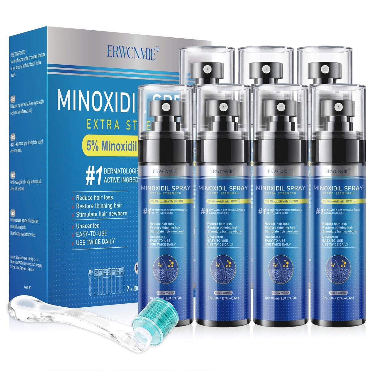 5% Minoxidil Spray für Männer und Frauen – 7er-Pack, mit Biotin, Bartwachstum, extra starke Behandlung gegen Haarausfall und dünner werdendes Haar, volleres Haar & Bart (11 Monate Vorrat, extra stark)