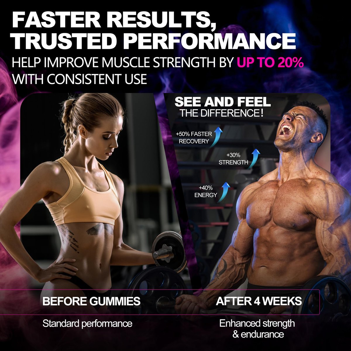 tsunshnes Creatin-Monohydrat Gummis 5g (5000mg) – Zuckerfreies Creatin, Pre-Workout-Energie, vegan, ohne Gentechnik, für Männer & Frauen – 90 Stück Kirsche-Geschmack