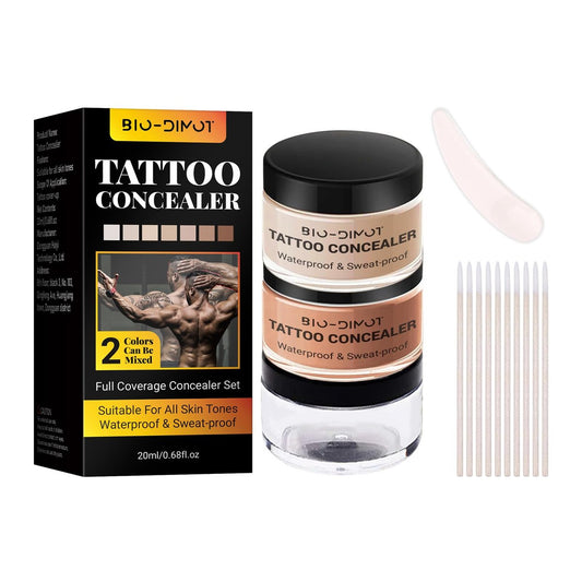 BIO-Dimot Tattoo Cover Up Makeup – Wasserfeste Vollabdeckung Körpergrundierung, langanhaltender Concealer für Tattoos, Narben & Muttermale, natürlicher Hauttonabgleich, 19 g