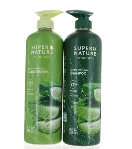 Super Nature Shampoo und Conditioner Set – Sulfatfrei, Parabenfrei, Hydratisierend & Pflegend mit Aloe Vera für trockenes, geschädigtes, lockiges oder coloriertes Haar (2 x 473 ml)