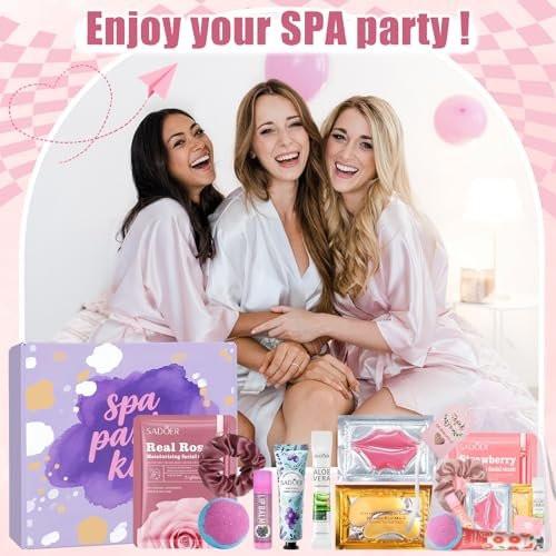 132-teiliges Spa-Party-Set für Frauen – Gesichtsmasken, Handcreme, Lippenbalsam, Augenpads, Lippenmaske, Fußbadebomben, Haarband – Perfekt für Geburtstage und Übernachtungen
