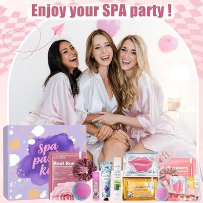 132-teiliges Spa-Party-Set für Frauen – Gesichtsmasken, Handcreme, Lippenbalsam, Augenpads, Lippenmaske, Fußbadebomben, Haarband – Perfekt für Geburtstage und Übernachtungen