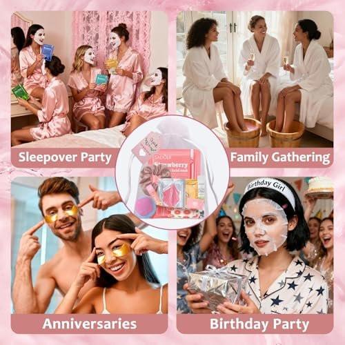 132-teiliges Spa-Party-Set für Frauen – Gesichtsmasken, Handcreme, Lippenbalsam, Augenpads, Lippenmaske, Fußbadebomben, Haarband – Perfekt für Geburtstage und Übernachtungen