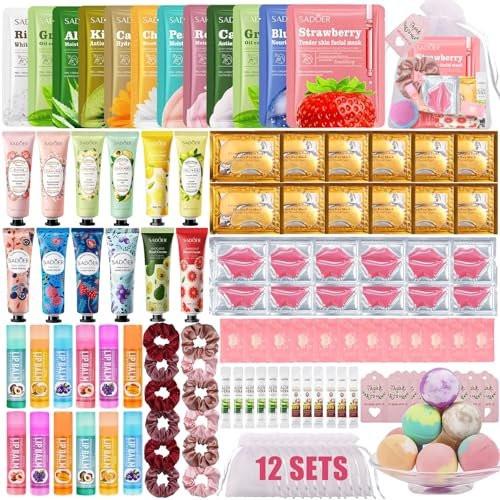 132-teiliges Spa-Party-Set für Frauen – Gesichtsmasken, Handcreme, Lippenbalsam, Augenpads, Lippenmaske, Fußbadebomben, Haarband – Perfekt für Geburtstage und Übernachtungen