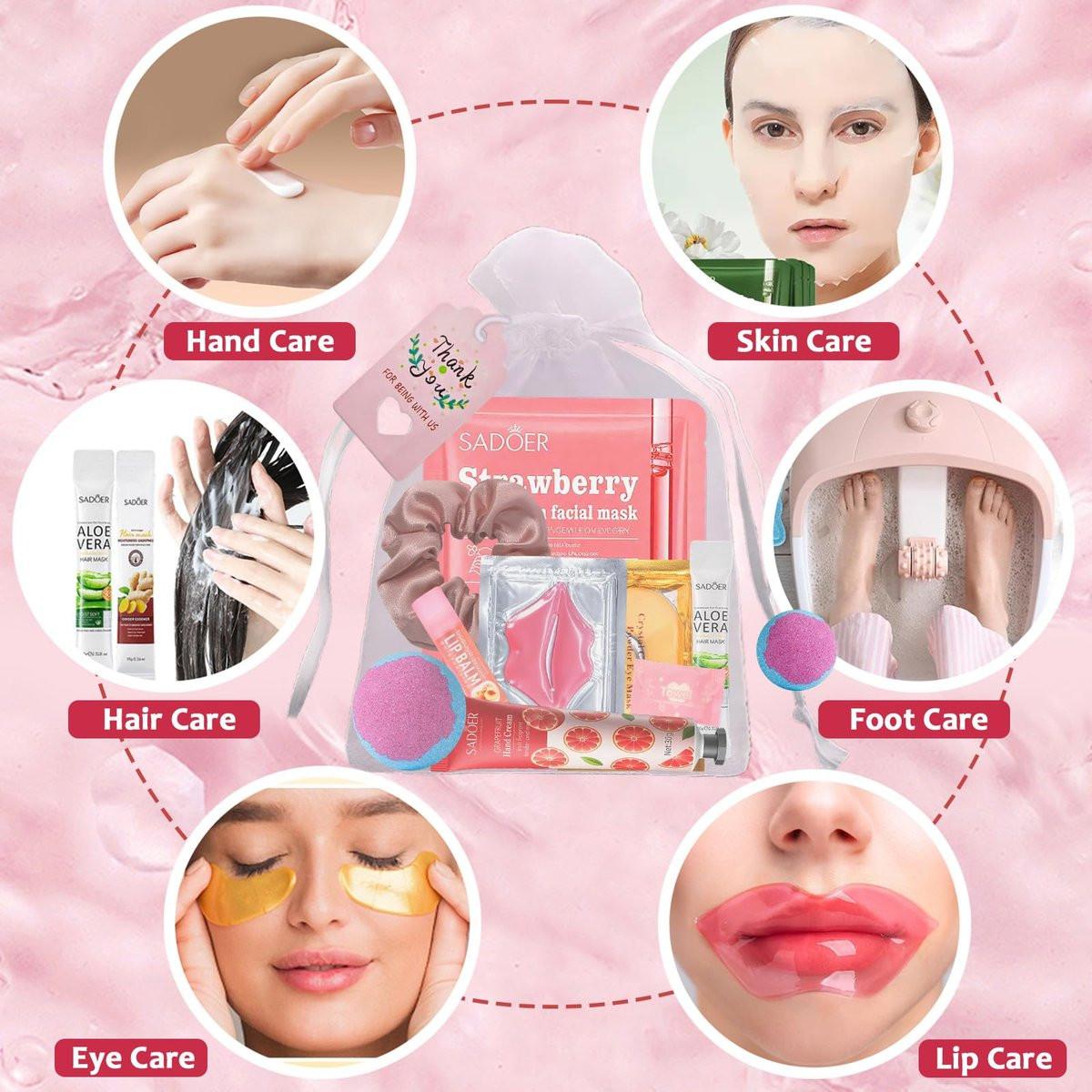 132-teiliges Spa-Party-Set für Frauen – Gesichtsmasken, Handcreme, Lippenbalsam, Augenpads, Lippenmaske, Fußbadebomben, Haarband – Perfekt für Geburtstage und Übernachtungen