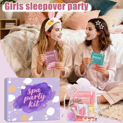 132-teiliges Spa-Party-Set für Frauen – Gesichtsmasken, Handcreme, Lippenbalsam, Augenpads, Lippenmaske, Fußbadebomben, Haarband – Perfekt für Geburtstage und Übernachtungen