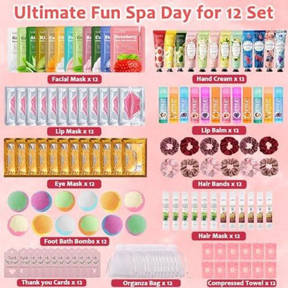 132-teiliges Spa-Party-Set für Frauen – Gesichtsmasken, Handcreme, Lippenbalsam, Augenpads, Lippenmaske, Fußbadebomben, Haarband – Perfekt für Geburtstage und Übernachtungen