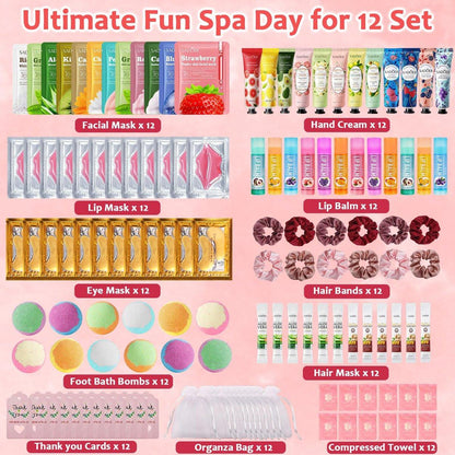 132-teiliges Spa-Party-Set für Frauen – Gesichtsmasken, Handcreme, Lippenbalsam, Augenpads, Lippenmaske, Fußbadebomben, Haarband – Perfekt für Geburtstage und Übernachtungen