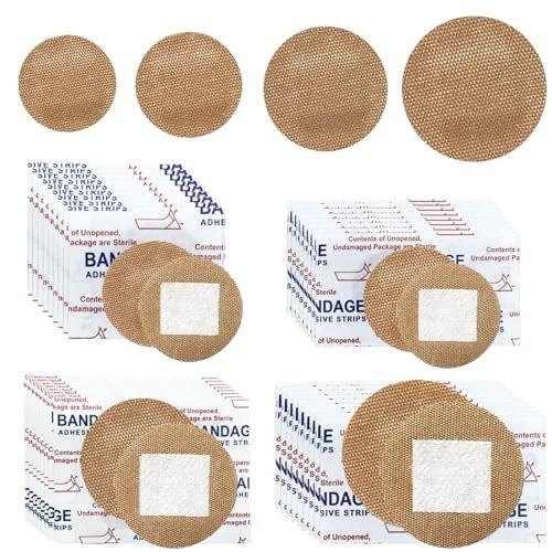 120 Stück Atmungsaktive Stoff-Pflaster, Rund, Oval und Quadratisch, Flexible Klebestreifen für Gesicht und kleine Wunden