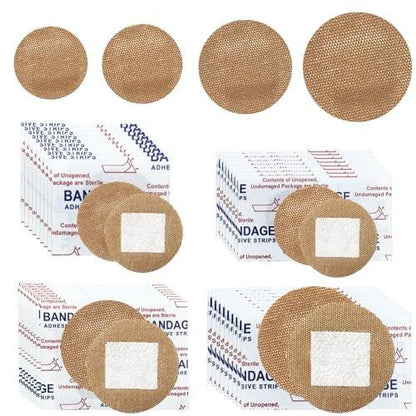 120 Stück Atmungsaktive Stoff-Pflaster, Rund, Oval und Quadratisch, Flexible Klebestreifen für Gesicht und kleine Wunden