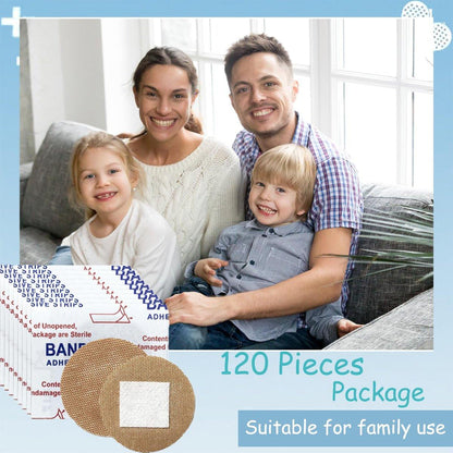 120 Stück Atmungsaktive Stoff-Pflaster, Rund, Oval und Quadratisch, Flexible Klebestreifen für Gesicht und kleine Wunden