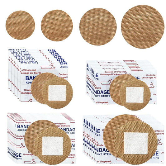120 Stück Atmungsaktive Stoff-Pflaster, Rund, Oval und Quadratisch, Flexible Klebestreifen für Gesicht und kleine Wunden
