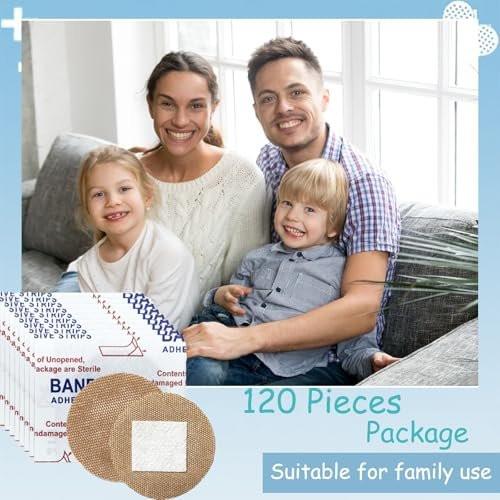 120 Stück Atmungsaktive Stoff-Pflaster, Rund, Oval und Quadratisch, Flexible Klebestreifen für Gesicht und kleine Wunden