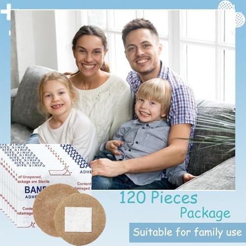 120 Stück atmungsaktive Stoffpflaster, kleine runde, ovale und quadratische flexible Klebestreifen für Gesicht und kleine Wunden (Multi-Style)