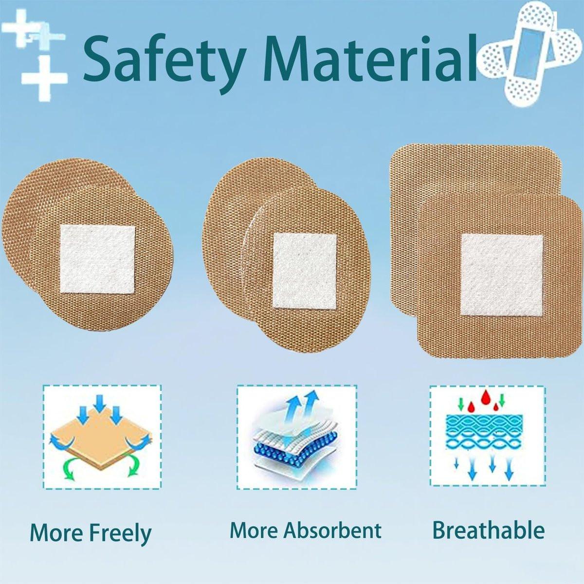 120 Stück atmungsaktive Stoffpflaster, kleine runde, ovale und quadratische flexible Klebestreifen für Gesicht und kleine Wunden (Multi-Style)