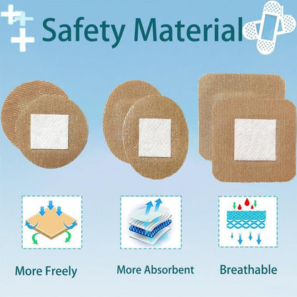 120 Stück atmungsaktive Stoffpflaster, kleine runde, ovale und quadratische flexible Klebestreifen für Gesicht und kleine Wunden (Multi-Style)