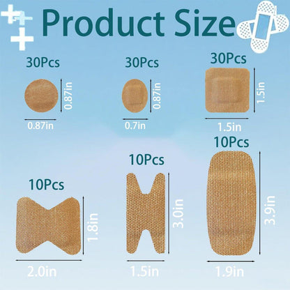 120 Stück atmungsaktive Stoffpflaster, kleine runde, ovale und quadratische flexible Klebestreifen für Gesicht und kleine Wunden (Multi-Style)
