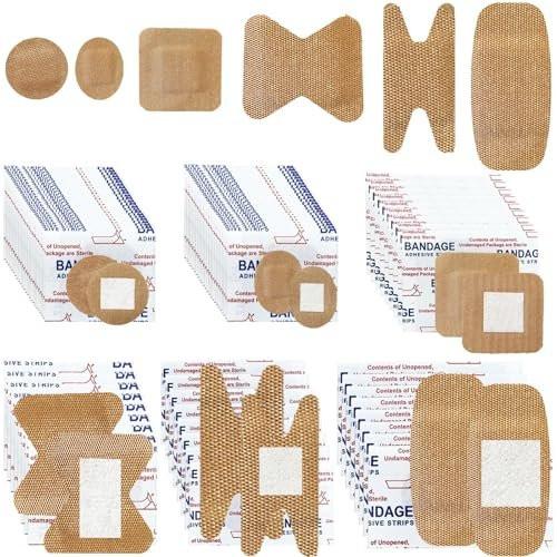 120 Stück atmungsaktive Stoffpflaster, kleine runde, ovale und quadratische flexible Klebestreifen für Gesicht und kleine Wunden (Multi-Style)