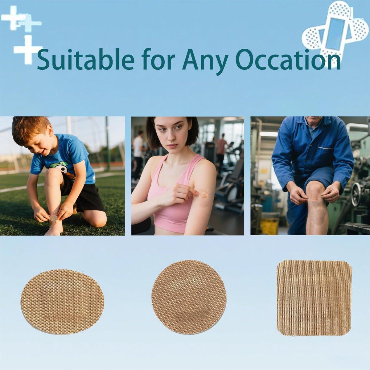 120 Stück atmungsaktive Stoffpflaster, kleine runde, ovale und quadratische flexible Klebestreifen für Gesicht und kleine Wunden (Multi-Style)